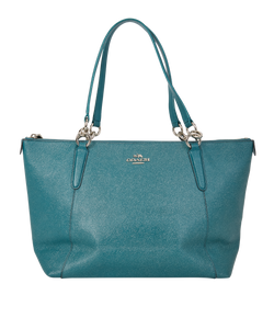 Ava Tote, Glitter Crossgrain Leather, Teal, E, 3*